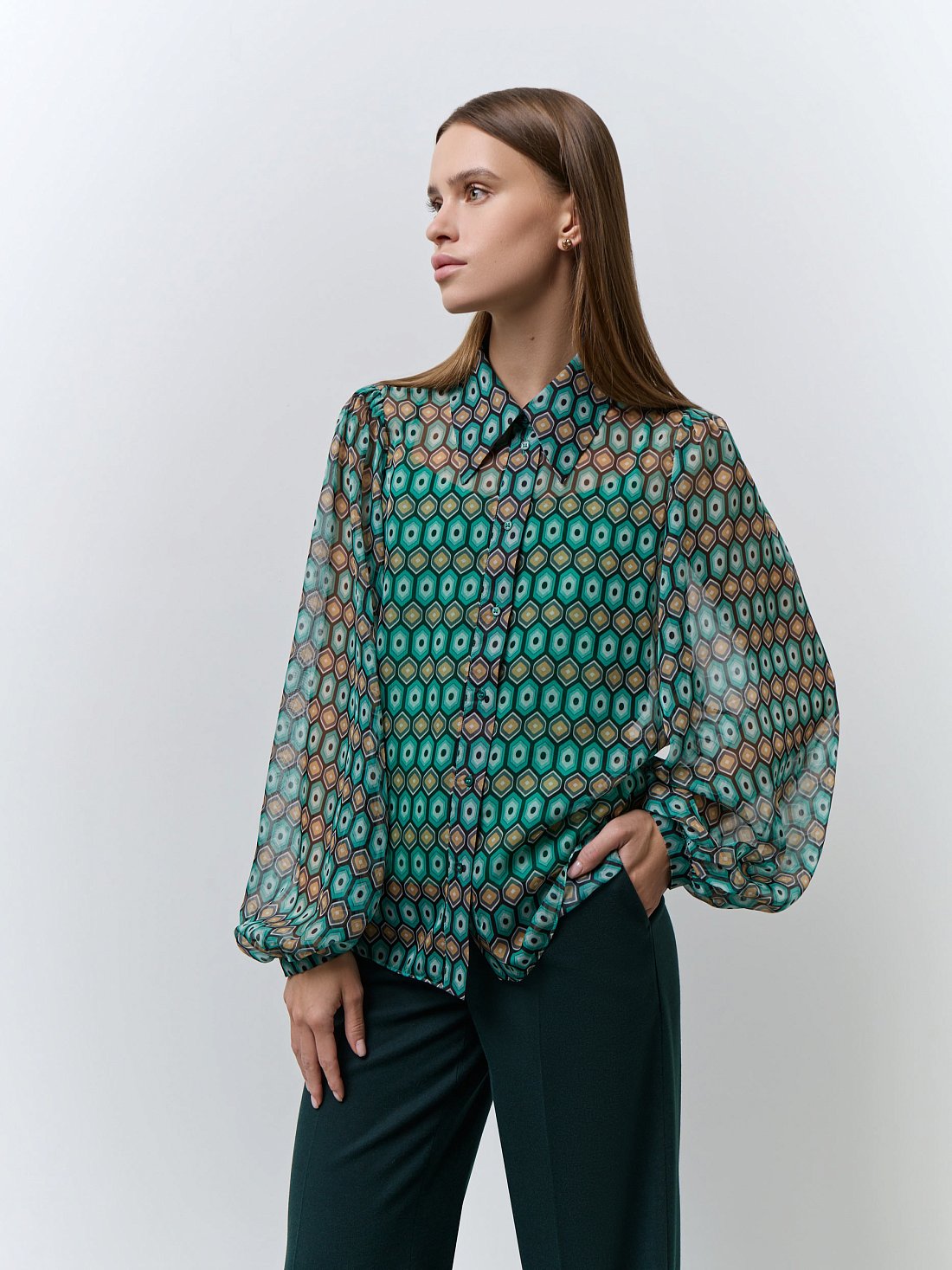 Блуза из шифона с принтом: фото №1