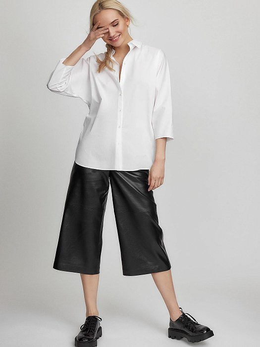 Блуза с объемными рукавами из хлопка: фото №2