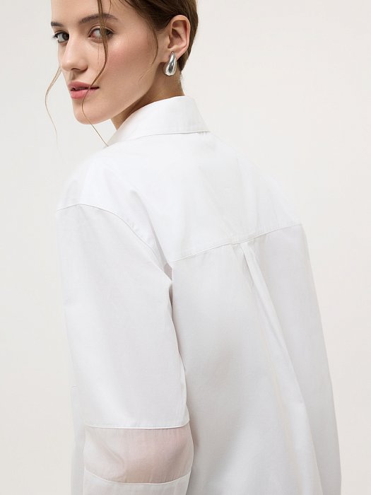 Хлопковая рубашка с органзой: фото №3