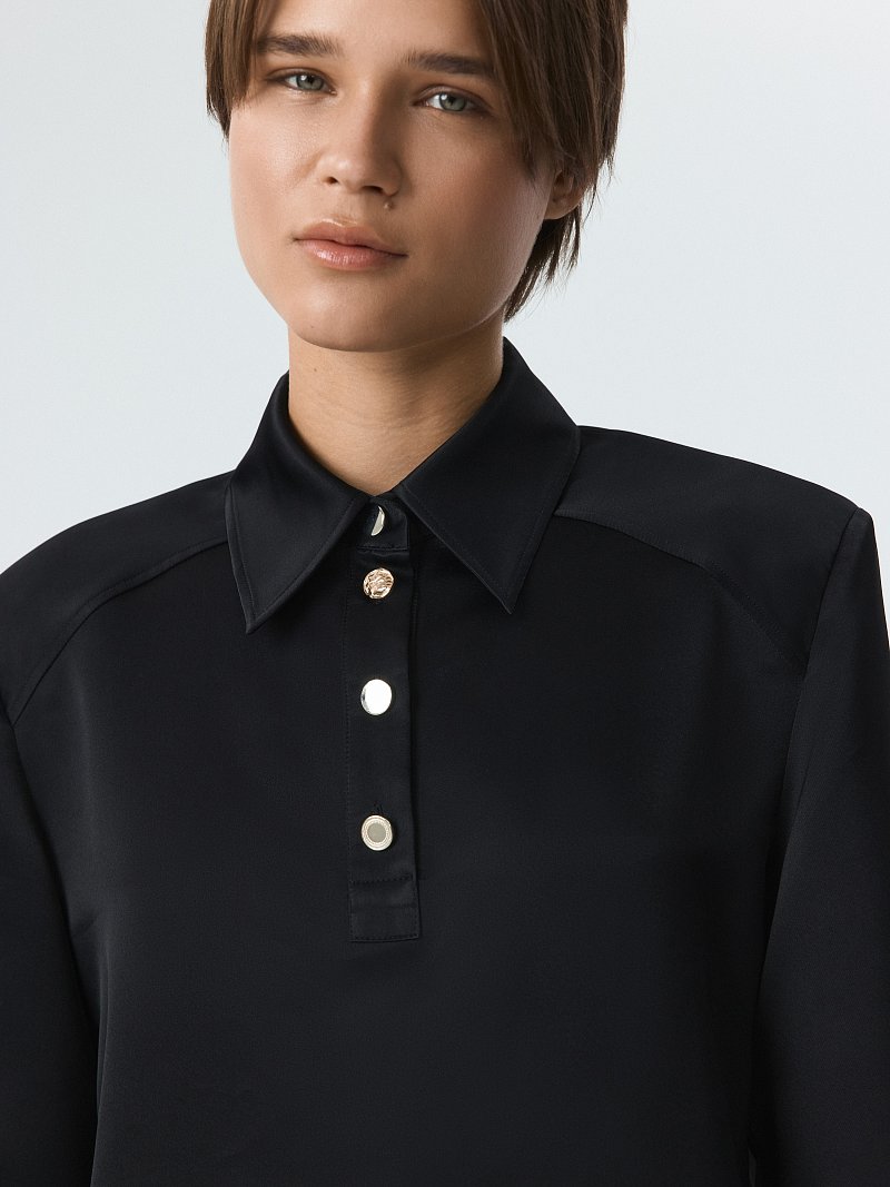 Атласная блуза-поло