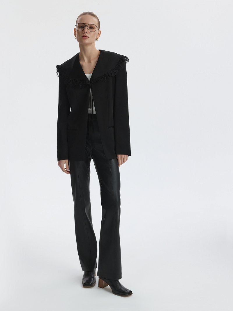 Атласный жакет со съемным воротником