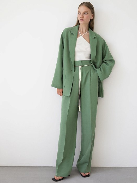 Удлиненные брюки со льном: фото №6