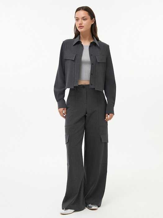 Рубашка укороченная из костюмной ткани: фото №6