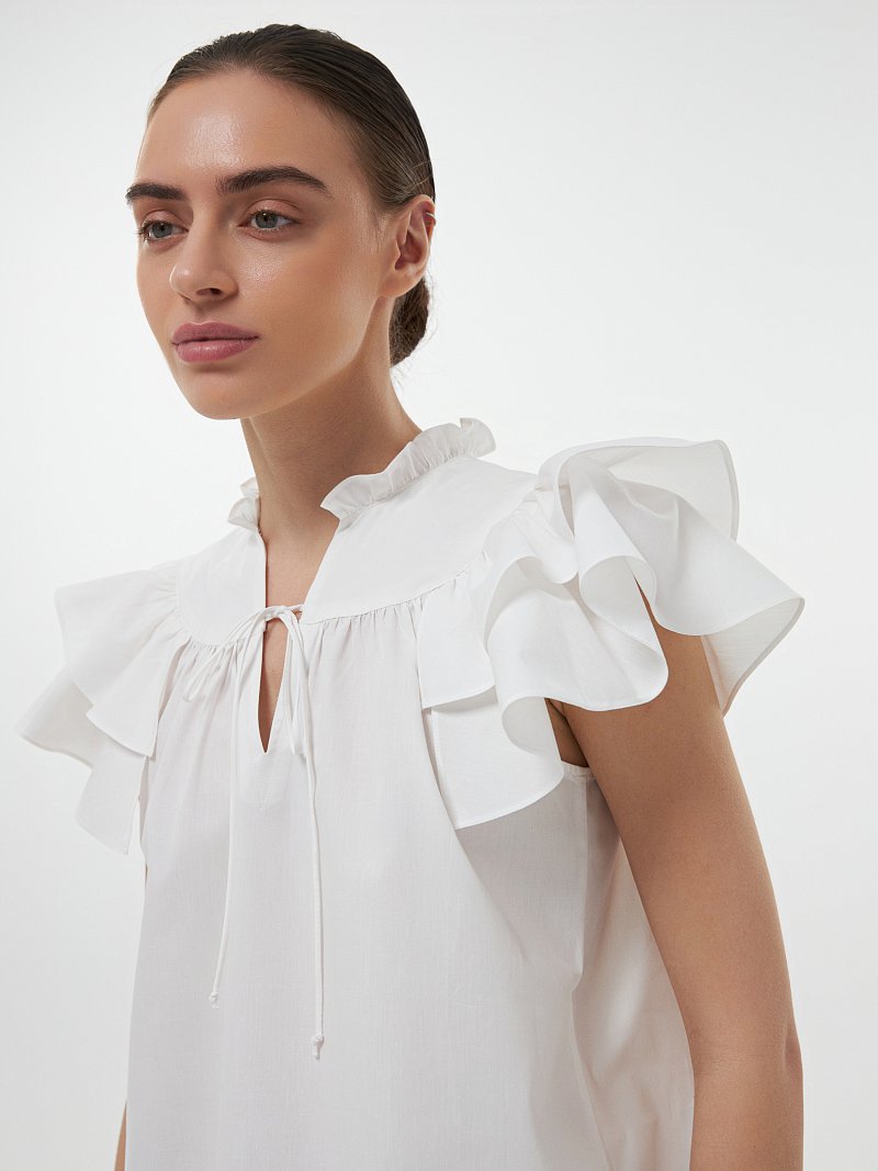 Хлопковая блуза с воланами