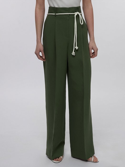 Удлиненные брюки со льном: фото №2
