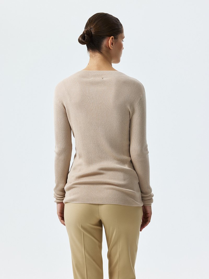 Лонгслив в рубчик из вискозы и хлопка