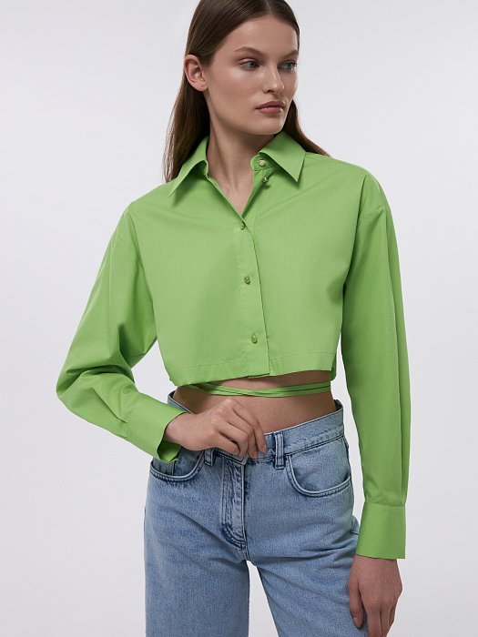 Укороченная рубашка со шнуровкой: фото №3