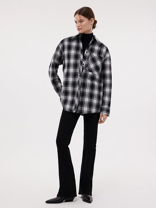 Клетчатая рубашка из хлопка и льна: фото №5