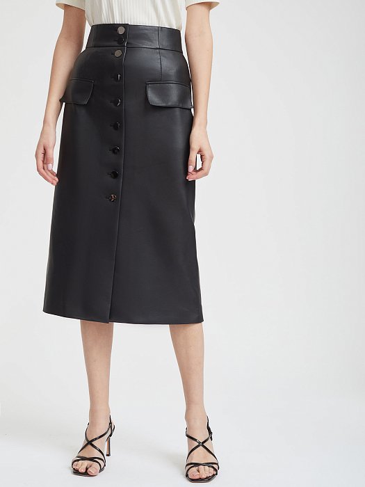 Юбка из искусственной кожи на пуговицах: фото №3