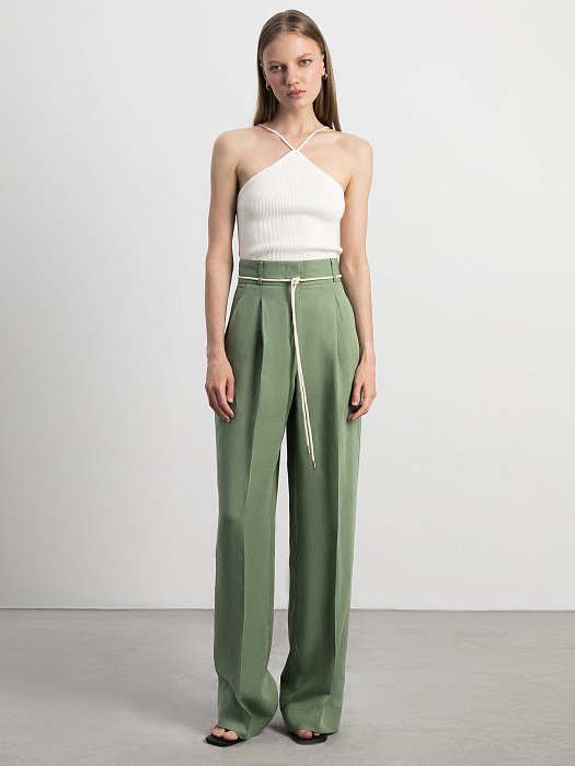 Удлиненные брюки со льном: фото №2