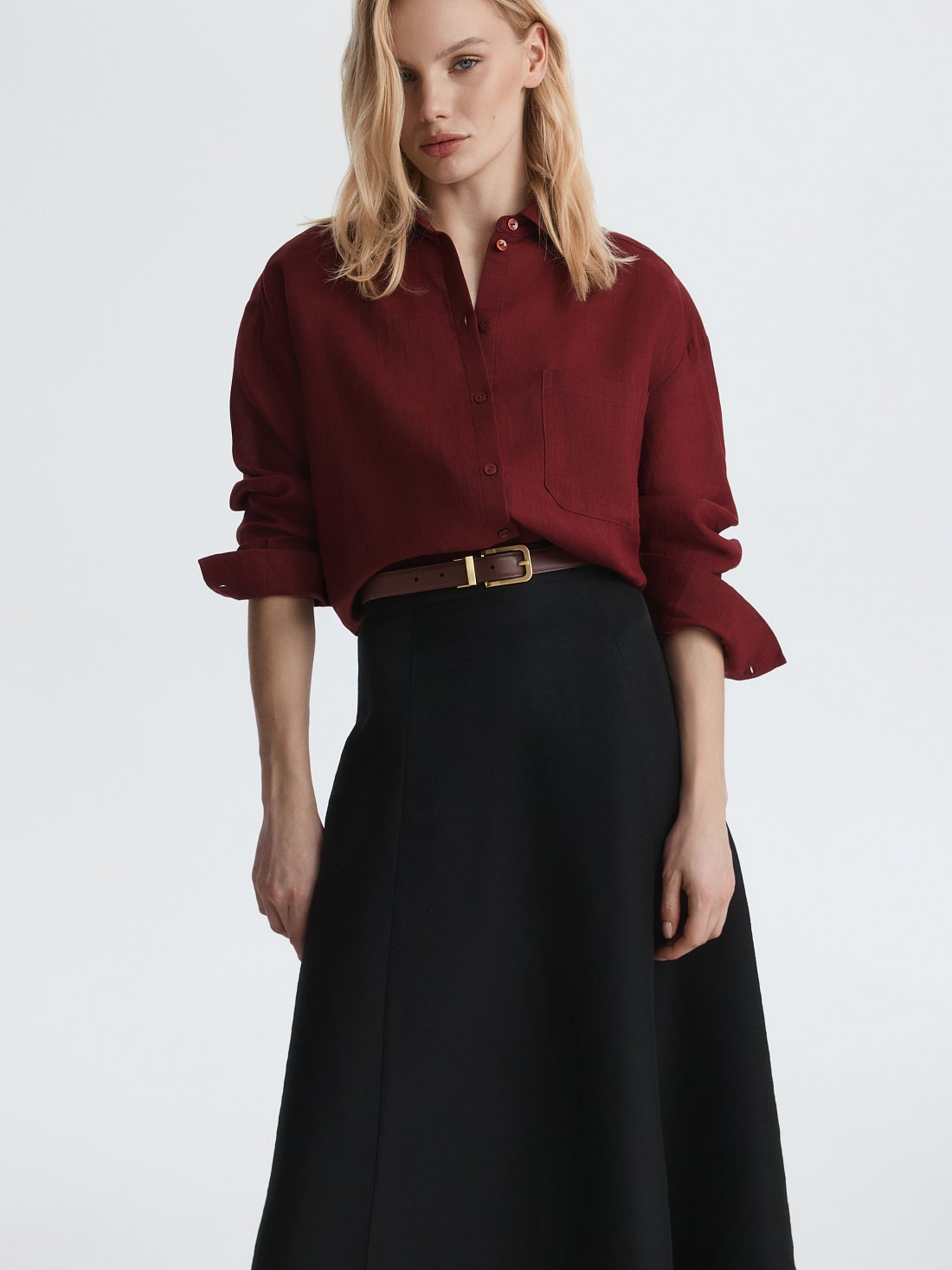 Расклешенная юбка изо льна (Р158): фото №1