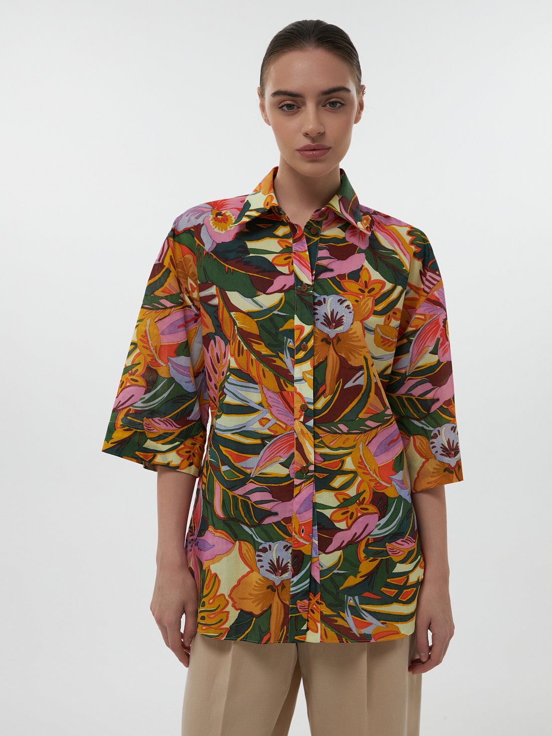 Рубашка с тропическим принтом: фото №1