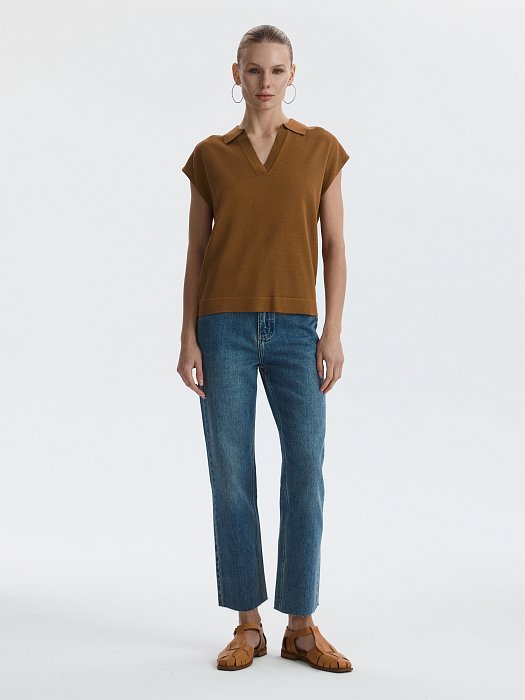 Вязаное поло из вискозы: фото №6