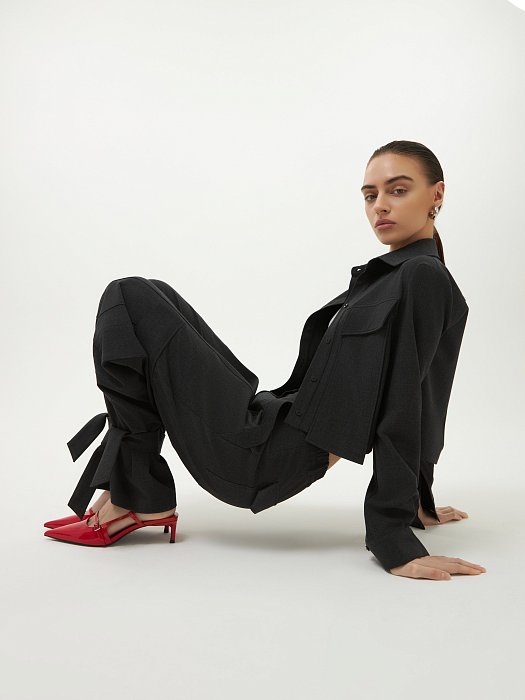 Брюки-карго из костюмной ткани: фото №6