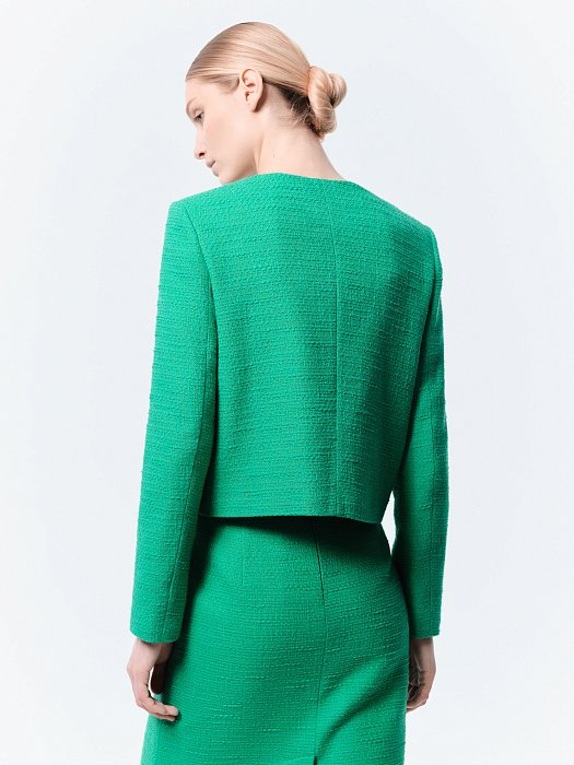 Укороченный жакет из твида: фото №4