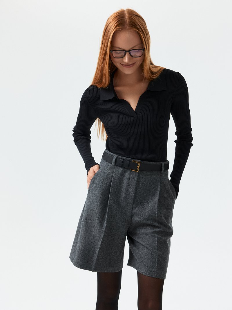 Шорты из твида «в елочку»