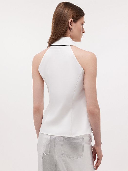 Атласный топ с галстуком: фото №4