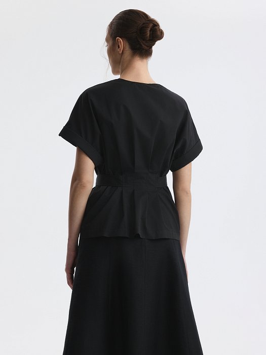 Блуза из хлопка с поясом: фото №5