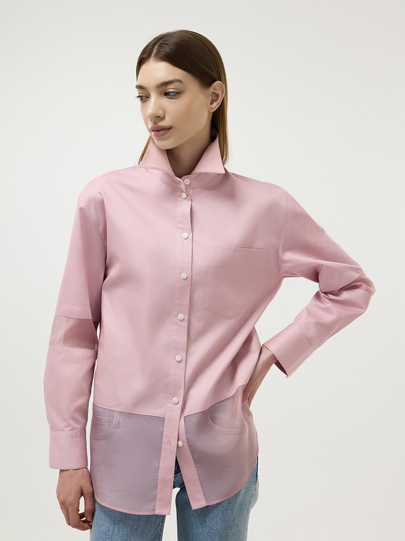 Хлопковая рубашка с органзой