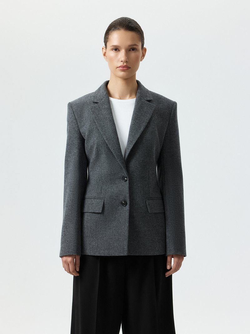 Жакет из твида «в елочку»