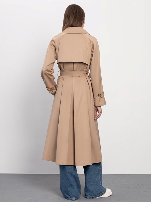 Плащ из хлопка с поясом: фото №6