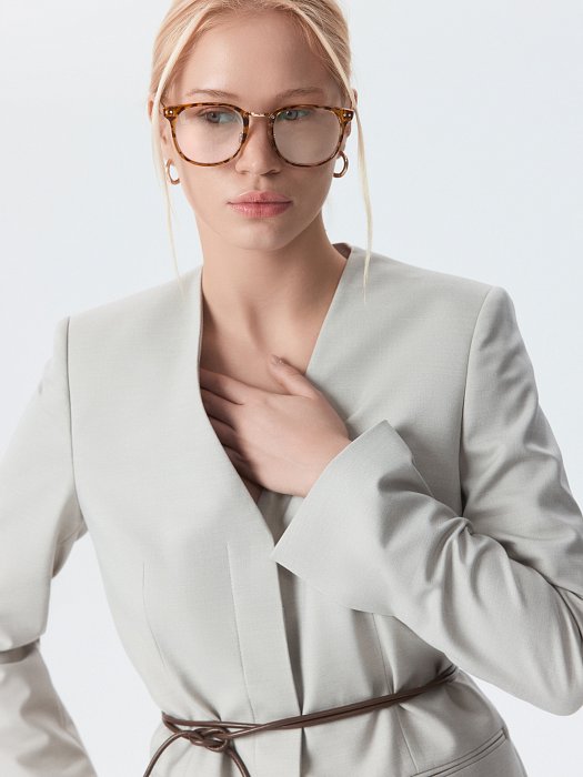 Прямой жакет без лацканов: фото №6