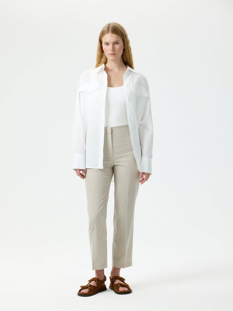 Укороченные брюки в полоску