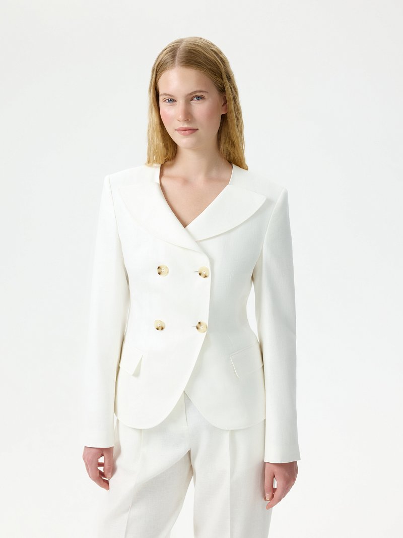 Приталенный жакет изо льна (Р158)