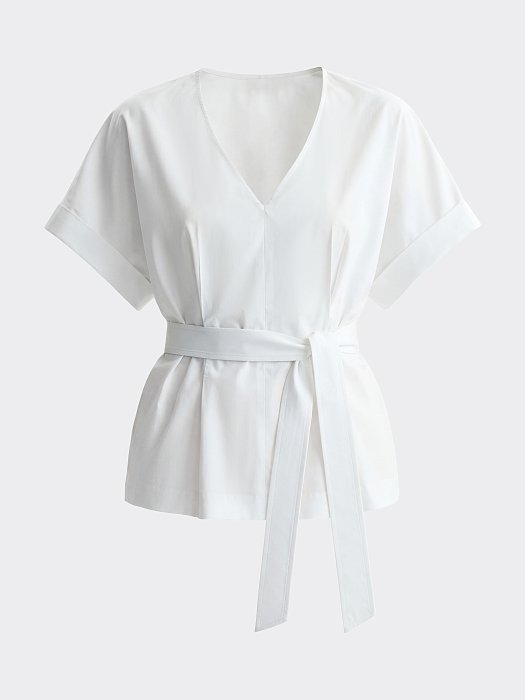 Блуза из хлопка с поясом: фото №7