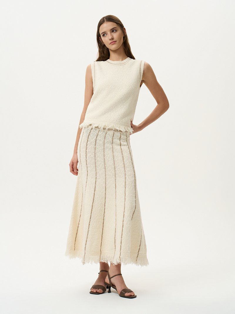 Вязаная юбка из хлопка с бахромой