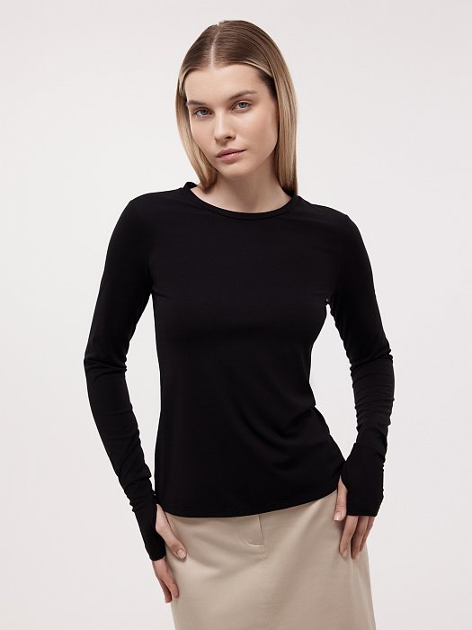Облегающий лонгслив с вырезом для пальца: фото №2