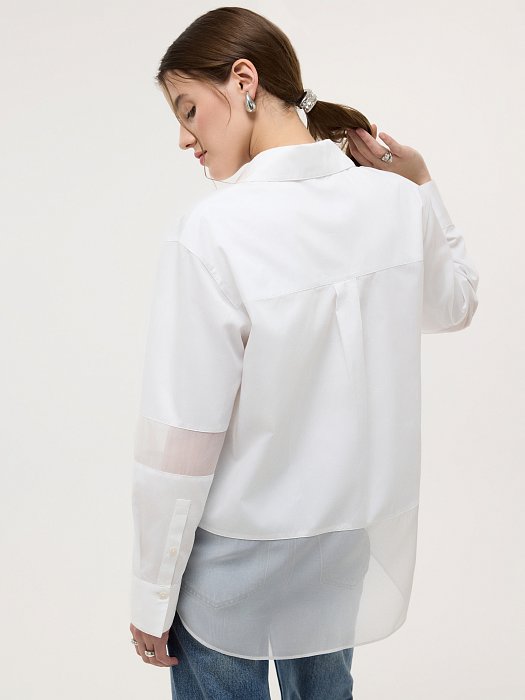 Хлопковая рубашка с органзой: фото №4