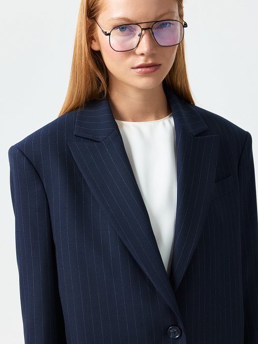 Прямой жакет в полоску (Р158): фото №2