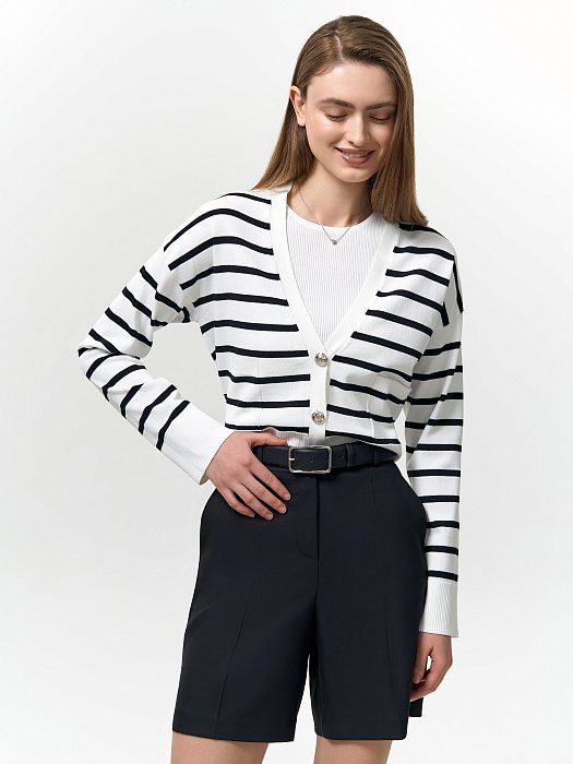 Укороченный кардиган в полоску: фото №4