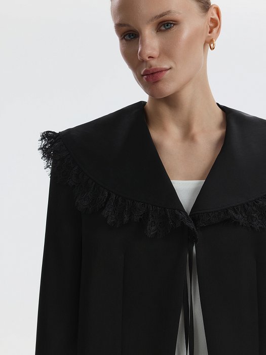 Атласный жакет со съемным воротником: фото №5