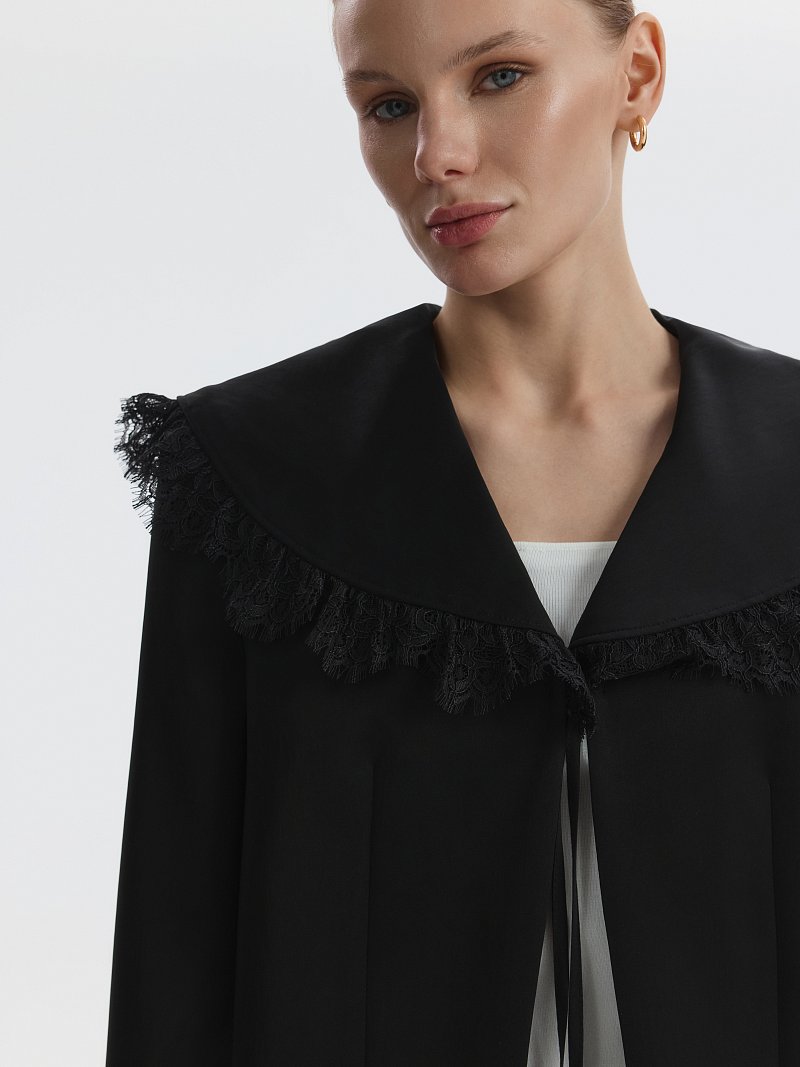 Атласный жакет со съемным воротником