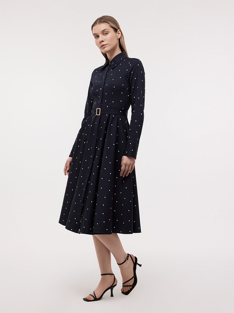 Платье-рубашка в горох