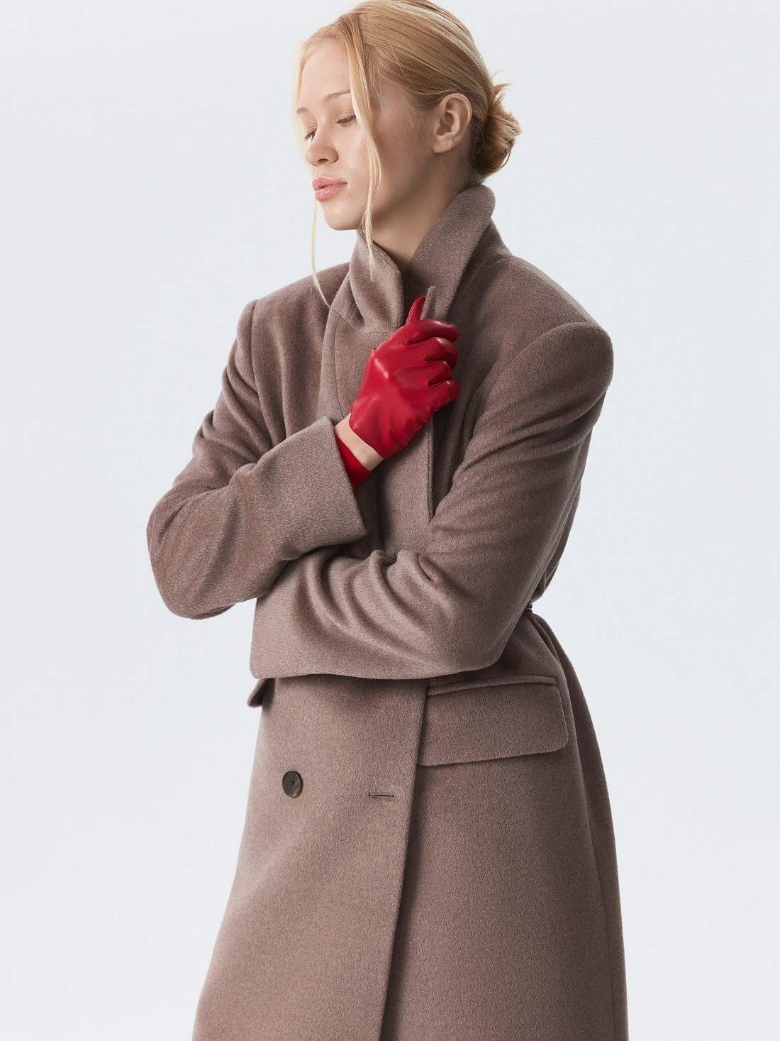 Двубортное пальто с шерстью (Р158): фото №1