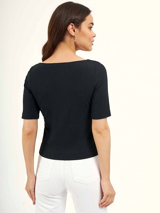 Короткая футболка в рубчик: фото №4