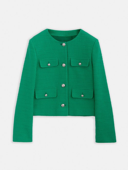 Укороченный жакет из твида: фото №6