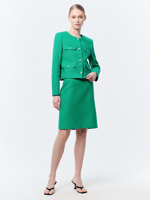 Укороченный жакет из твида: фото №2