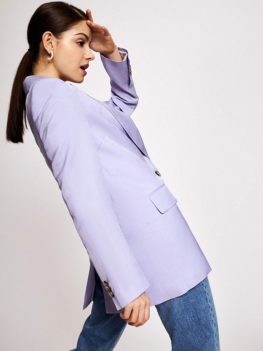 Двубортный жакет из вискозы и льна: фото №2