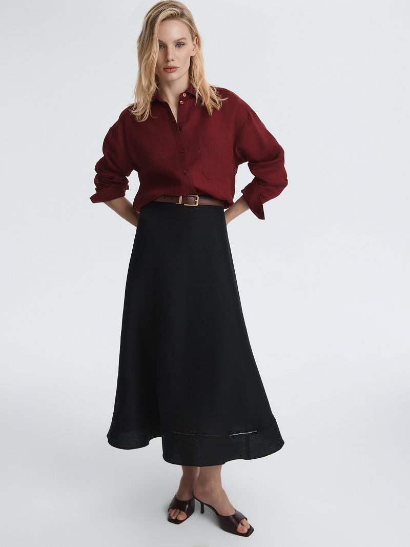 Расклешенная юбка изо льна (Р158)