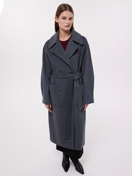 Полушерстяное двубортное пальто: фото №2