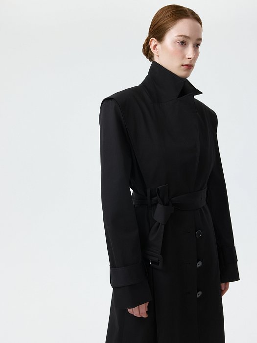 Однобортный плащ из хлопка: фото №5