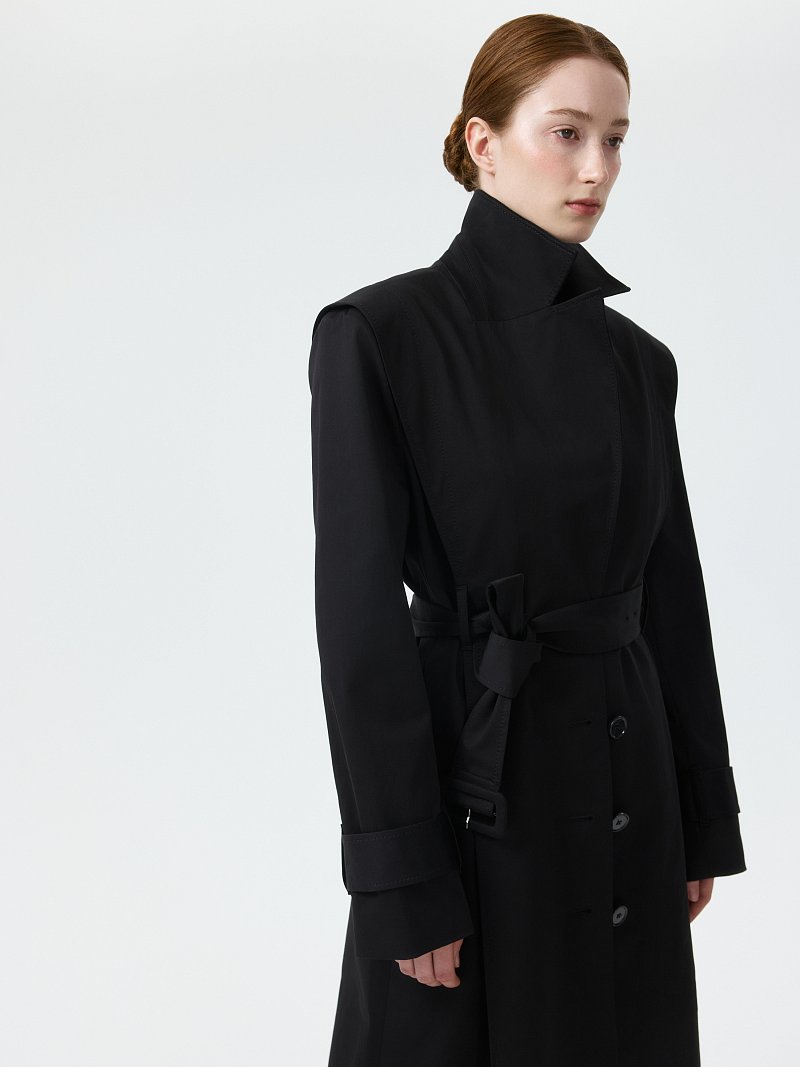 Однобортный плащ из хлопка