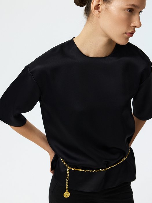 Атласная блуза на молнии: фото №5