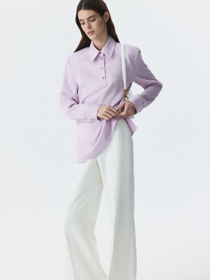 Атласная блуза-поло