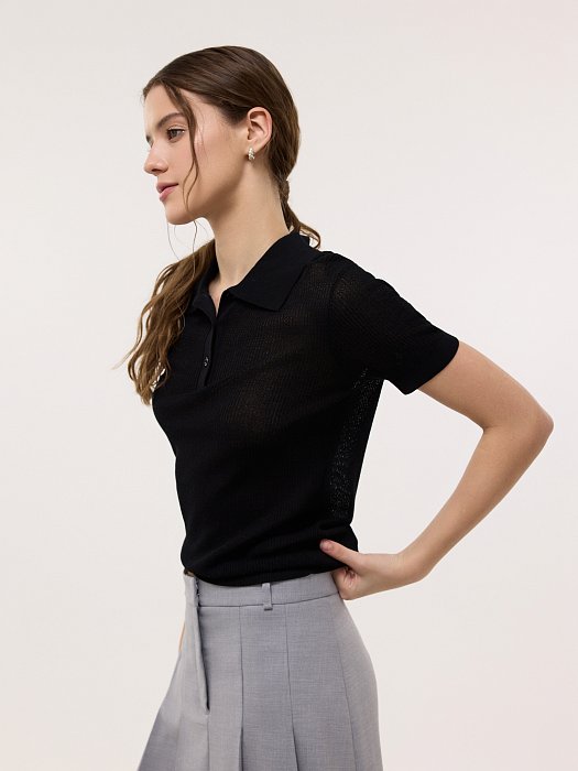 Сетчатое поло с короткими рукавами: фото №2