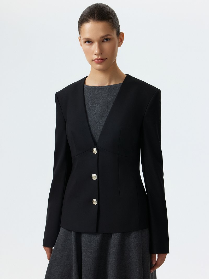 Приталенный жакет с V-вырезом (Р158)